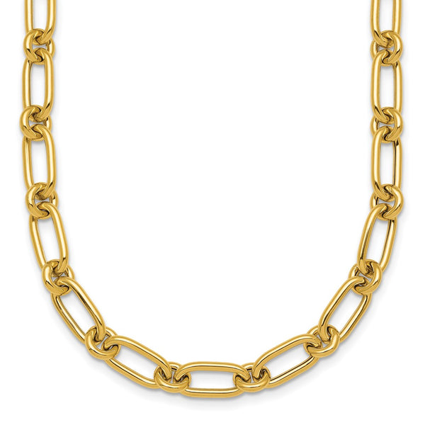 14K Gold Polished Oval & Circle Link Necklace - 18 Length