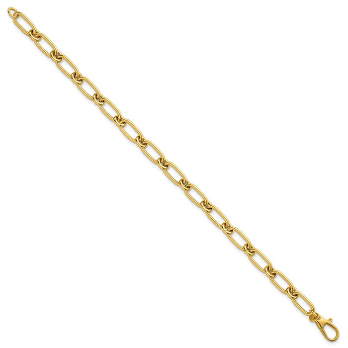 Shop 14K Gold Polished Oval & Circle Link Bracelet - Stylish 7.5 Inches-2