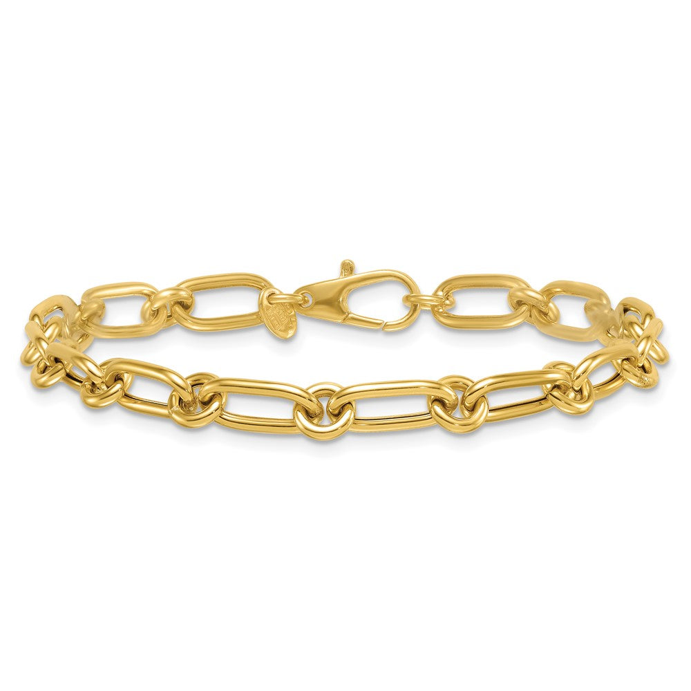 Shop 14K Gold Polished Oval & Circle Link Bracelet - Stylish 7.5 Inches