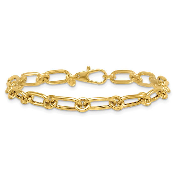 Shop 14K Gold Polished Oval & Circle Link Bracelet - Stylish 7.5 Inches-3