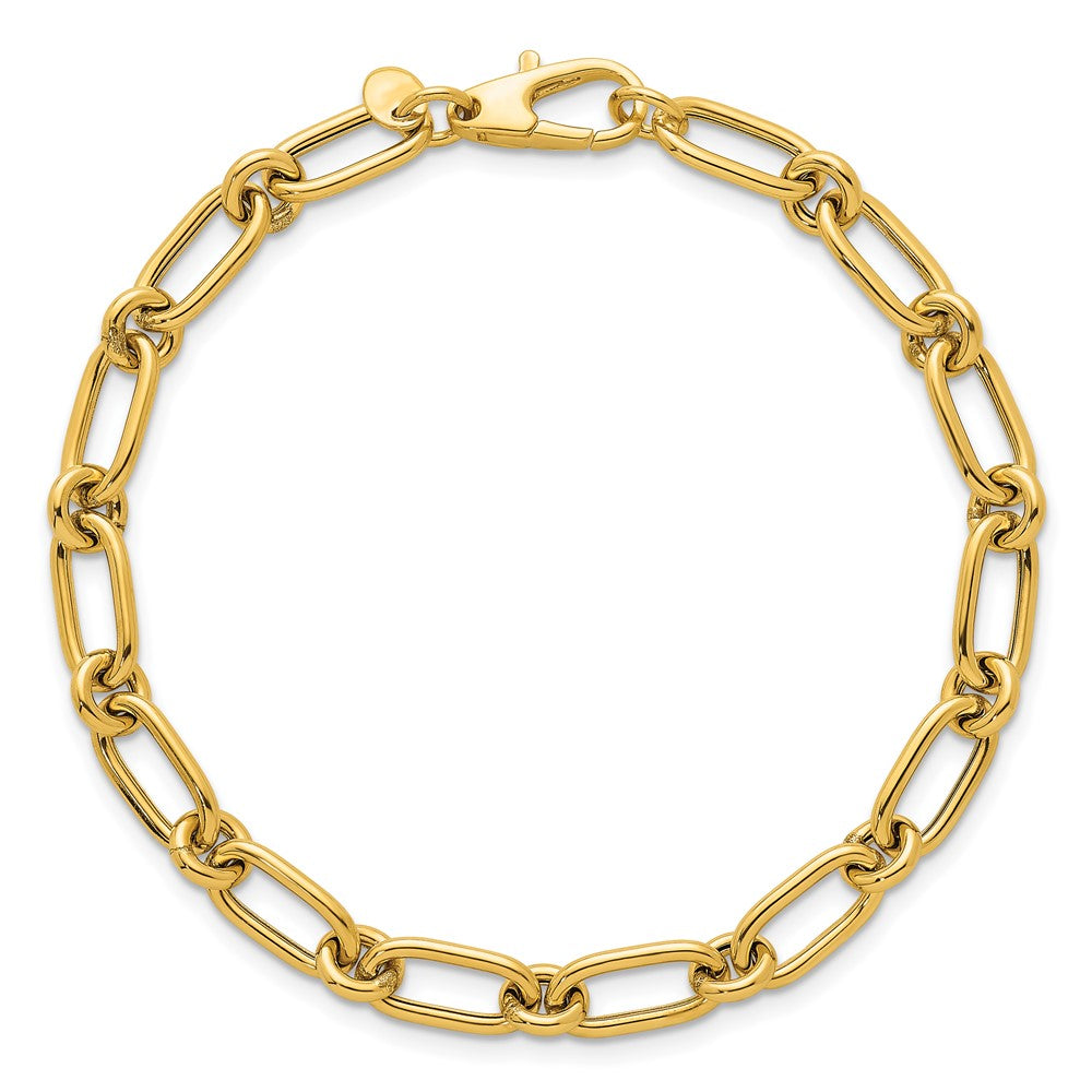 Shop 14K Gold Polished Oval & Circle Link Bracelet - Stylish 7.5 Inches
