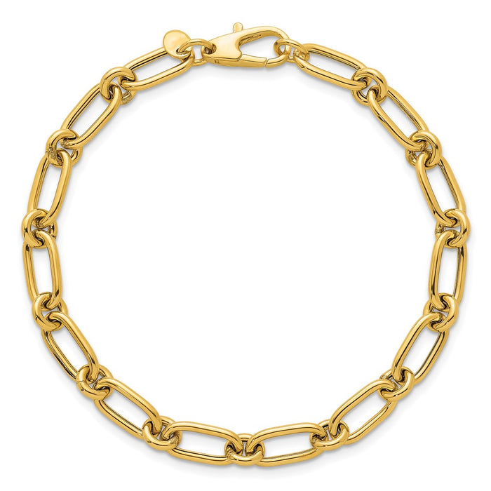 Shop 14K Gold Polished Oval & Circle Link Bracelet - Stylish 7.5 Inches-4