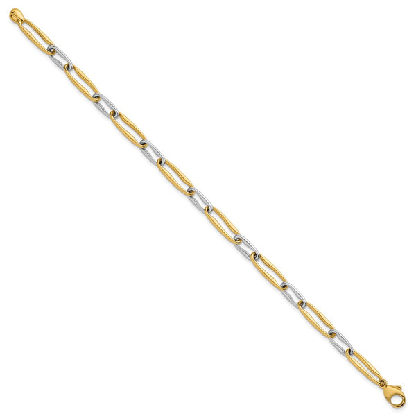 14K Gold Two-Tone 5.75mm Long Link Bracelet - 7.5 Inch