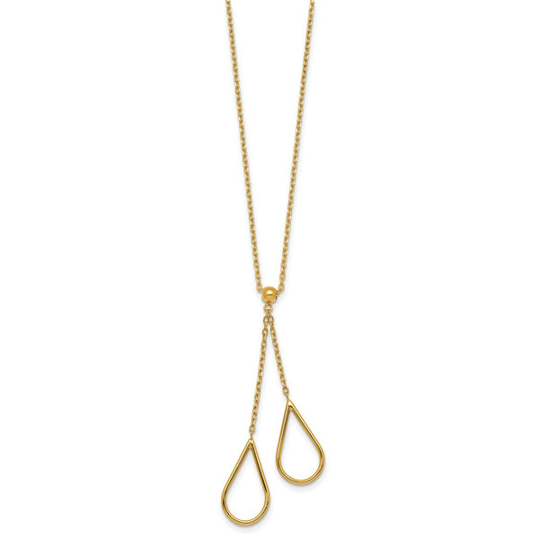 14K Gold Polished Y-Necklace, 16-Inch + 2-Inch Extender