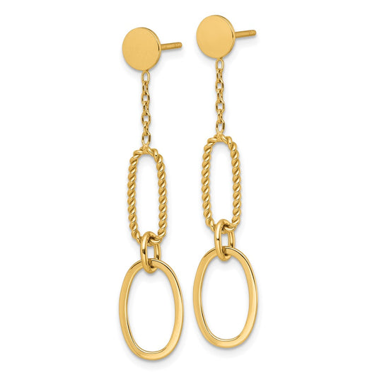 Buy 14K Gold Polished Twisted Oval Link Dangle Earrings - Stylish & Affordable!