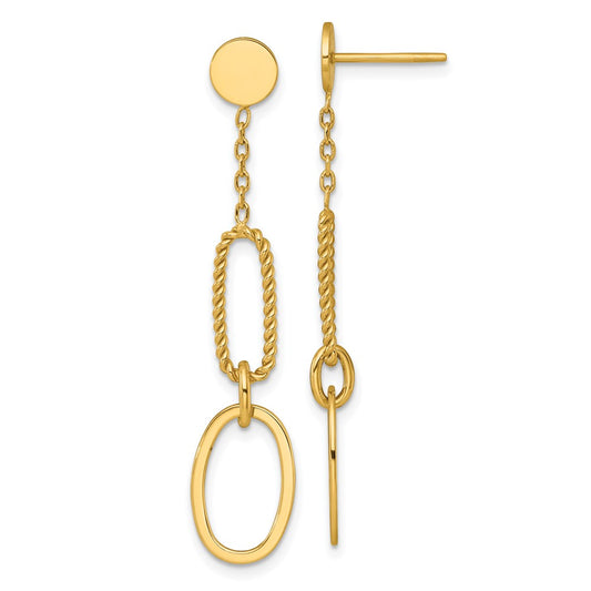 Buy 14K Gold Polished Twisted Oval Link Dangle Earrings - Stylish & Affordable!