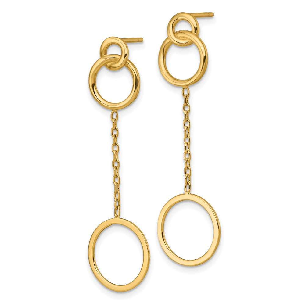 Buy Stylish 14K Gold Polished Double Circle Dangle Earrings - Luxury Design