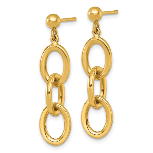 Buy Stylish 14K Gold Polished Oval Cable Chain Drop Earrings - Luxury Value!