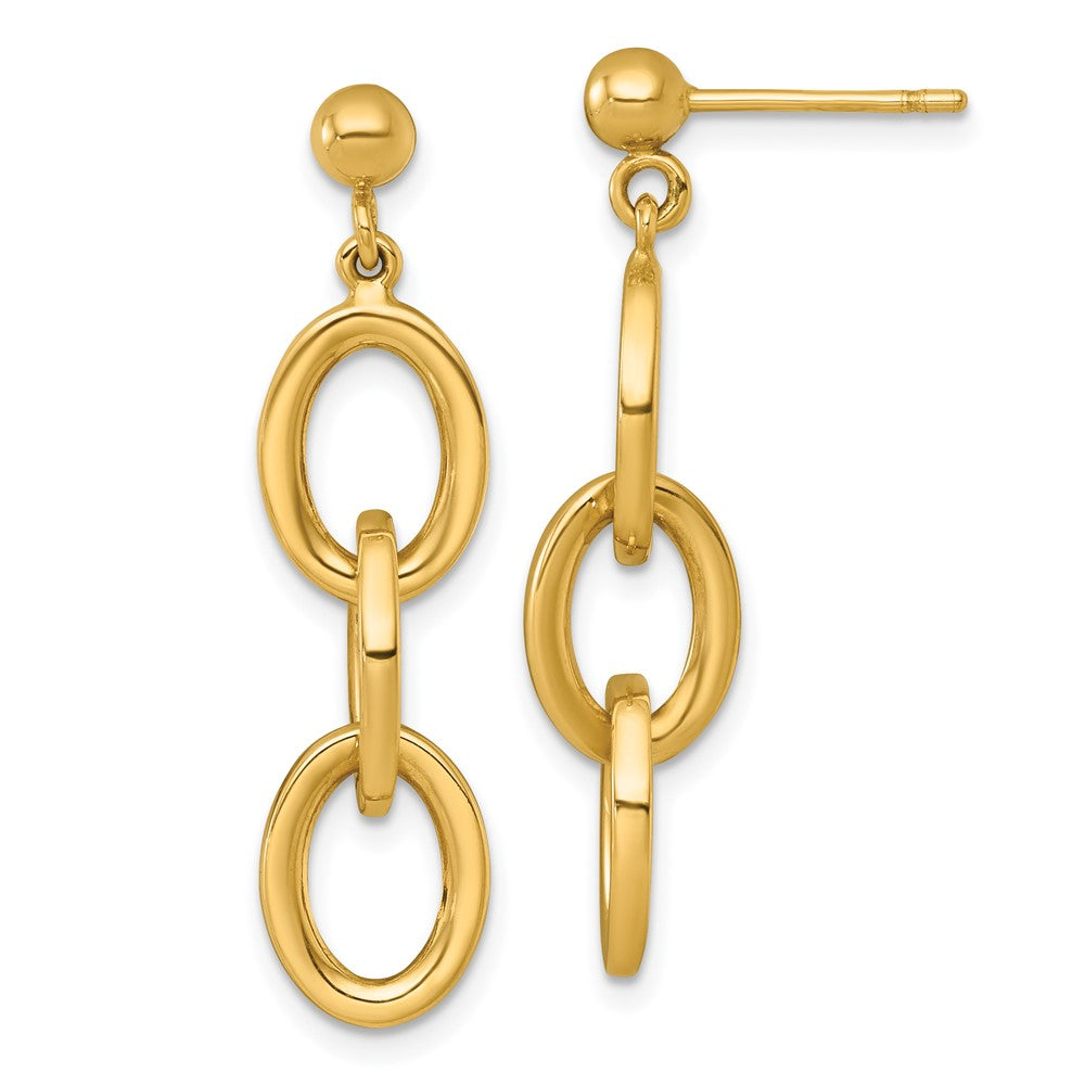 Buy Stylish 14K Gold Polished Oval Cable Chain Drop Earrings - Luxury Value!