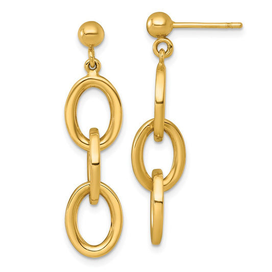 Buy Stylish 14K Gold Polished Oval Cable Chain Drop Earrings - Luxury Value!