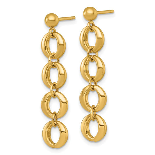 Buy Stylish 14K Gold Polished 8mm Circle Link Dangle Earrings - Luxury Look