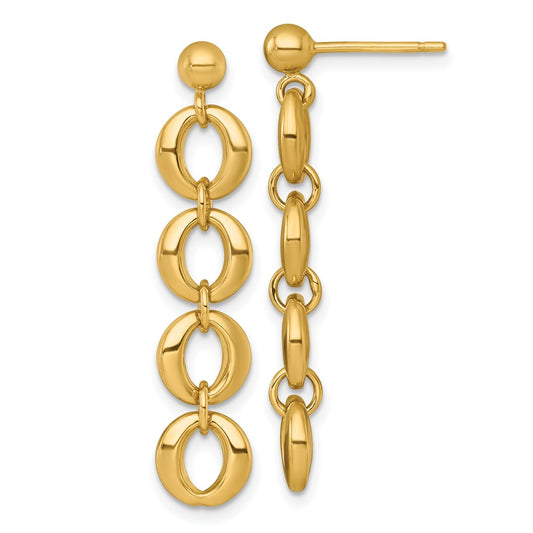 Buy Stylish 14K Gold Polished 8mm Circle Link Dangle Earrings - Luxury Look
