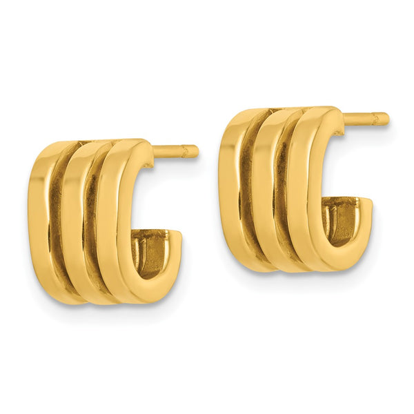 14K Gold Triple Oval J-Hoop Earrings