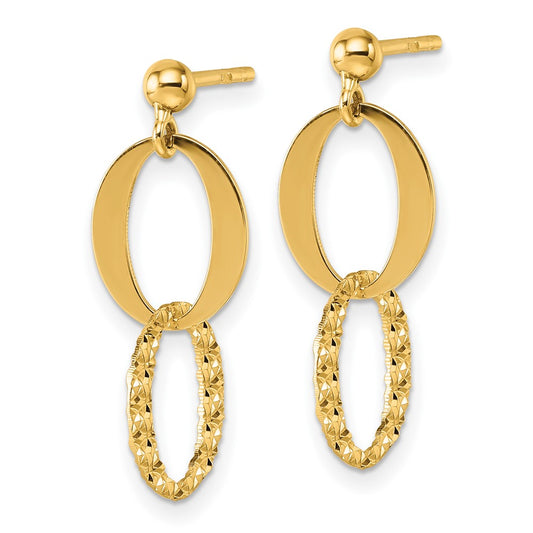 Buy Stylish 14K Polished & Textured Fancy Oval Link Drop Earrings - Luxury Value