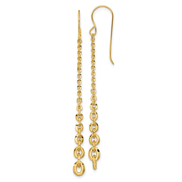 14K Gold Graduated Cable Chain Dangle Earrings - 2" Long