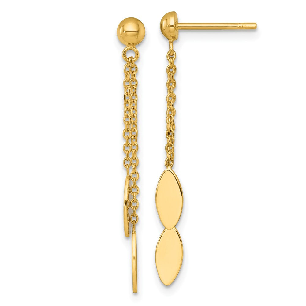 Shop 14K Gold Polished Oval Dangle Earrings - Stylish Chain Post Design, 1.5"