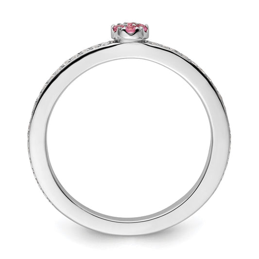 Buy Exclusive 14K White Gold Stackable Ring with Pink Tourmaline & Diamonds