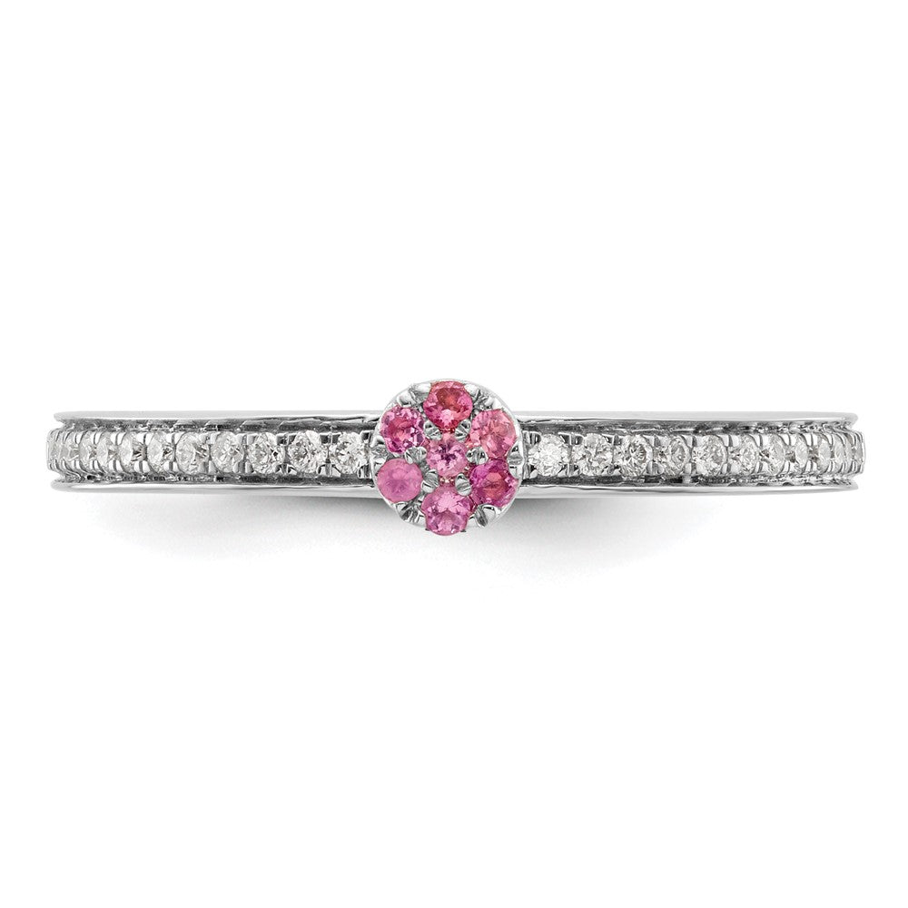 Buy Exclusive 14K White Gold Stackable Ring with Pink Tourmaline & Diamonds