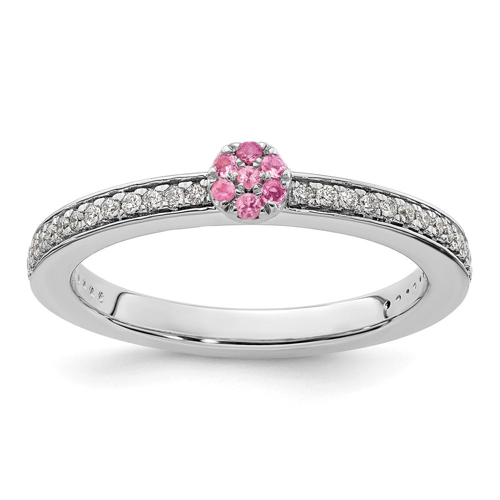 Buy Exclusive 14K White Gold Stackable Ring with Pink Tourmaline & Diamonds