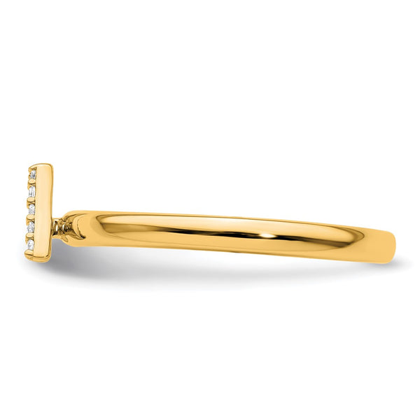 14K Gold Stackable Diamond Initial A Ring