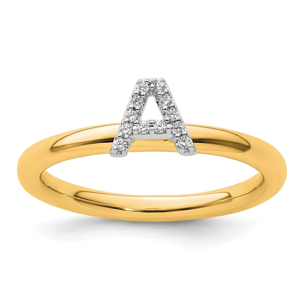 Shop Stylish 14K Gold Stackable Diamond Initial A Ring - Affordable Luxury!