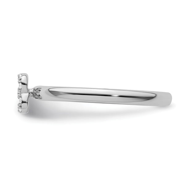 14K White Gold Diamond Initial B Stackable Ring