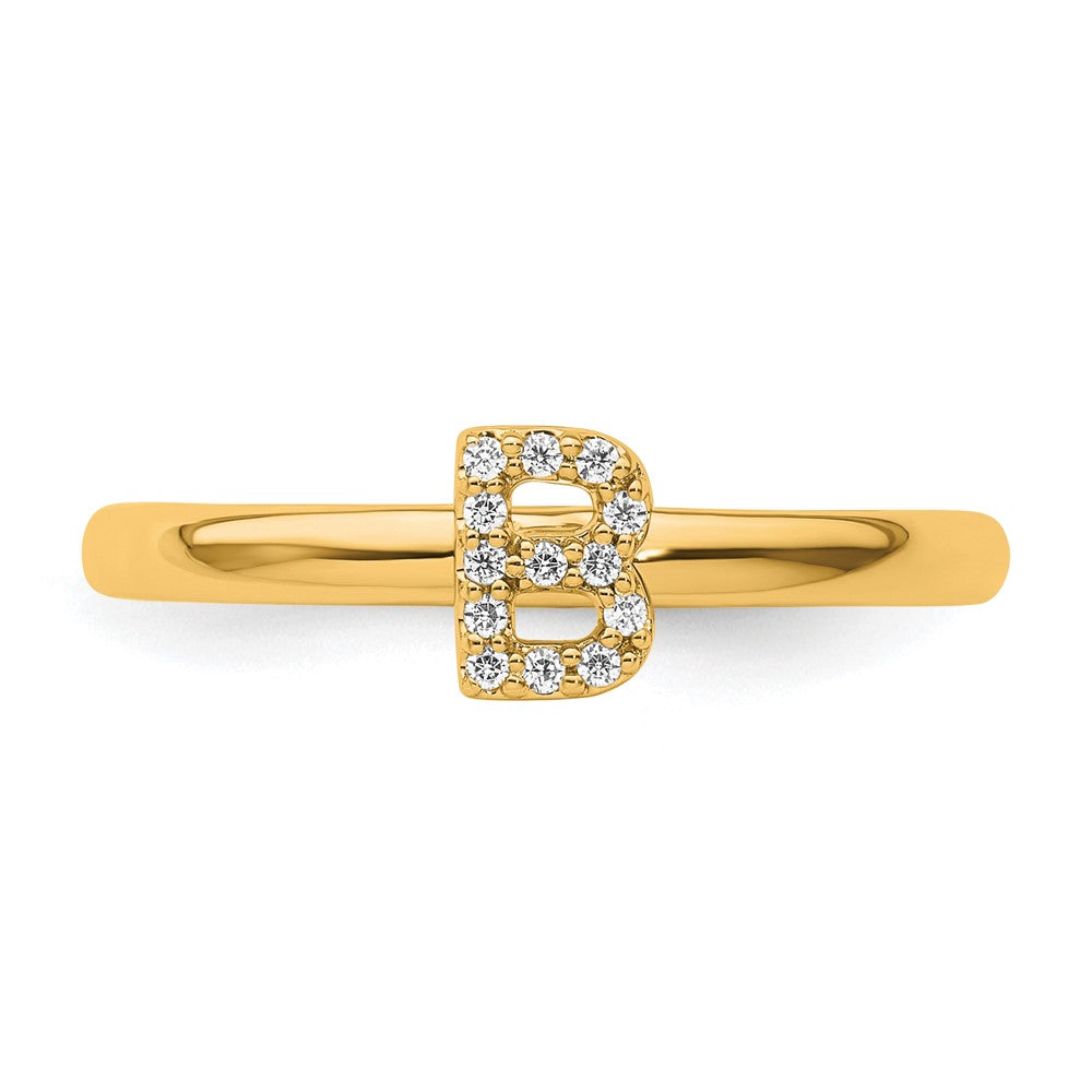 Exclusive 14K Gold Stackable Diamond Initial B Ring - Stylish and Affordable Luxury
