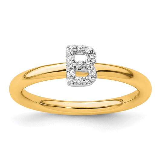 Exclusive 14K Gold Stackable Diamond Initial B Ring - Stylish and Affordable Luxury