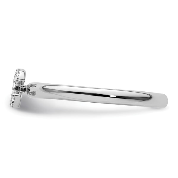 14K White Gold Diamond Initial C Stackable Ring