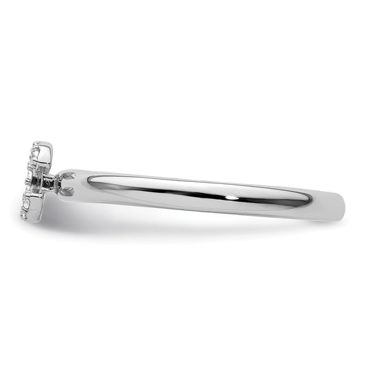 Exclusive 14K White Gold Diamond Initial C Stackable Ring - Stylish Value