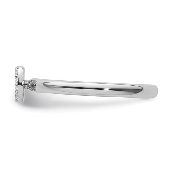 14K White Gold Diamond Initial D Stackable Ring
