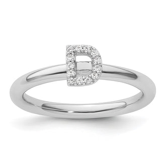 Buy 14K White Gold Diamond Initial D Stackable Ring - Stylish Value Piece