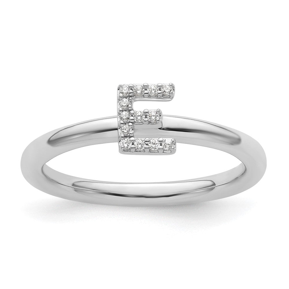Shop Stylish 14K White Gold Diamond Initial E Stackable Ring - Luxury Value