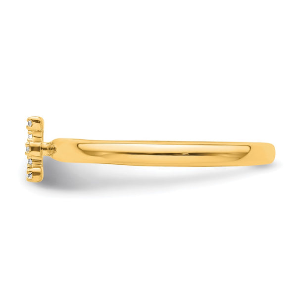 14K Gold Stackable Diamond Initial E Ring