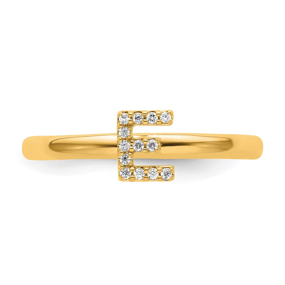 Shop Stylish 14K Gold Stackable Diamond Initial E Ring - Luxury Design