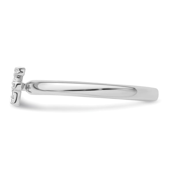 14K White Gold Diamond Initial F Stackable Ring