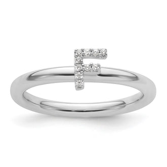 Shop Exclusive 14K White Gold Diamond Initial F Stackable Ring - Stylish & Affordable!