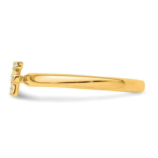 14K Gold Stackable Diamond Initial F Ring