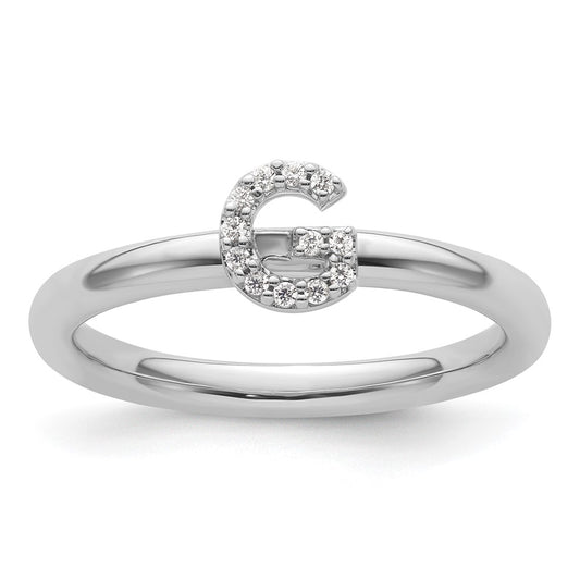 Buy Stylish 14K White Gold Diamond Initial G Stackable Ring - Affordable Luxury