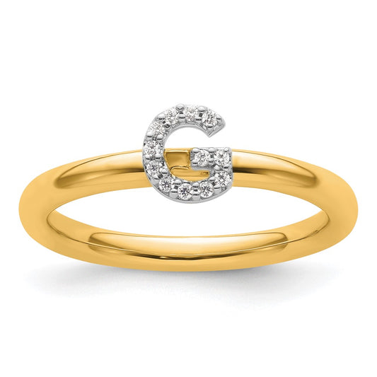 High-quality 14K Gold Stackable Diamond Initial "G" Ring - Stylish Luxury!