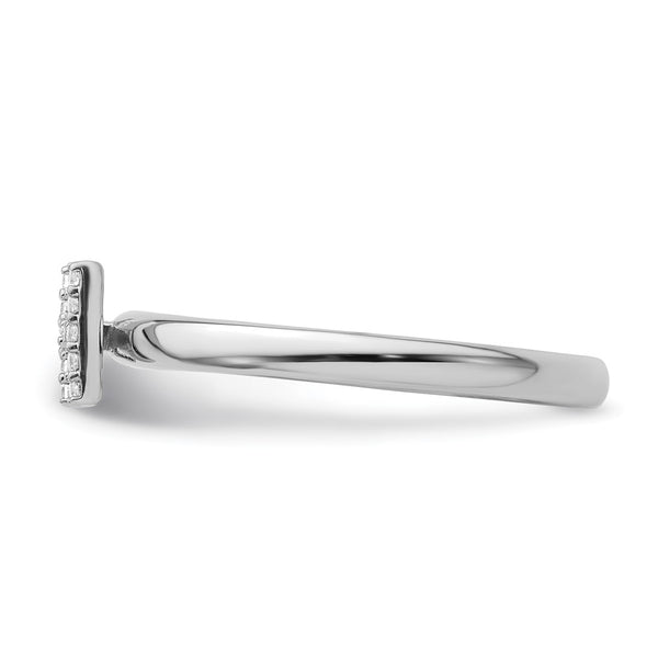 14K White Gold Diamond Initial H Stackable Ring, 0.85mm