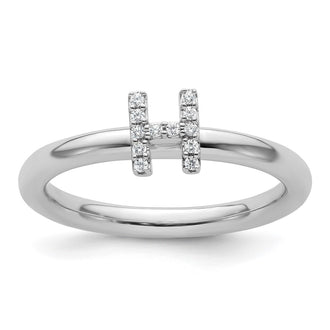 Shop Stylish 14K White Gold Diamond Initial H Stackable Ring, 0.85mm