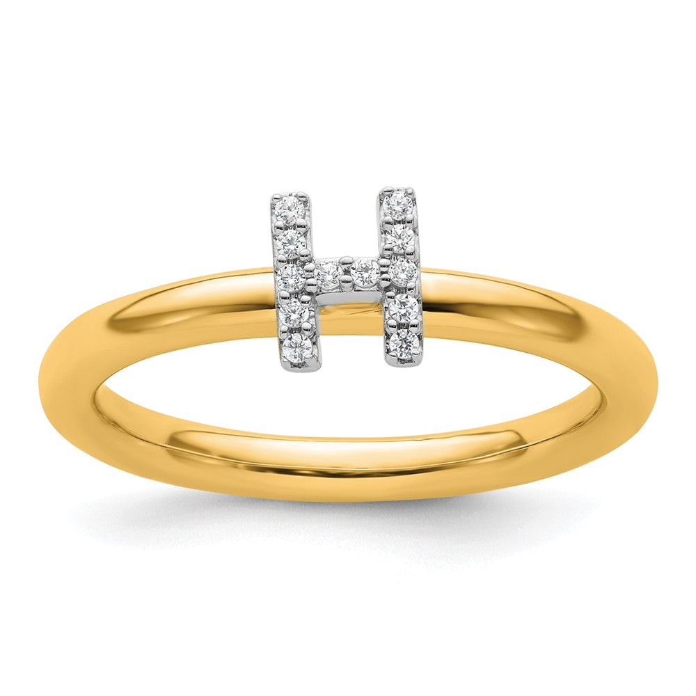 Shop Stylish 14K Gold Stackable Diamond Initial H Ring - Affordable Luxury
