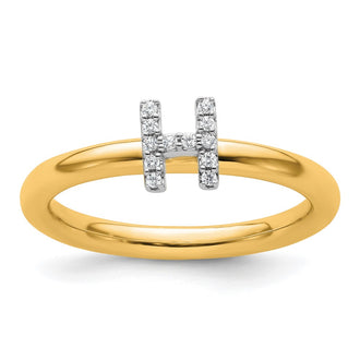 Shop Stylish 14K Gold Stackable Diamond Initial H Ring - Affordable Luxury
