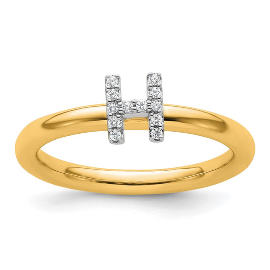 Shop Stylish 14K Gold Stackable Diamond Initial H Ring - Affordable Luxury