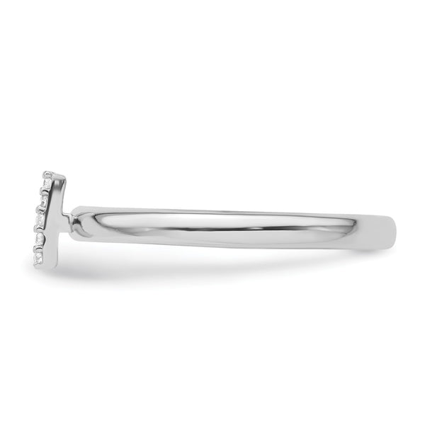 14K White Gold Diamond Initial "I" Stackable Ring