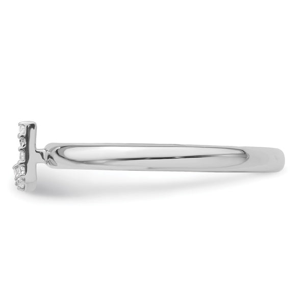 14K White Gold Diamond Initial J Stackable Ring