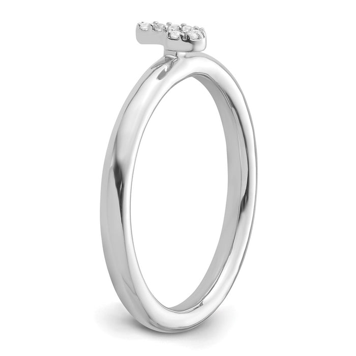 Shop Stylish 14K White Gold Diamond Initial J Stackable Ring - Affordable Luxury!-5