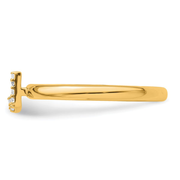 14K Gold Stackable Initial J Diamond Ring