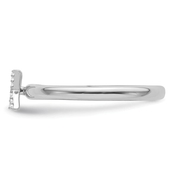 14K White Gold Diamond Initial 'K' Stackable Ring - 0.85mm